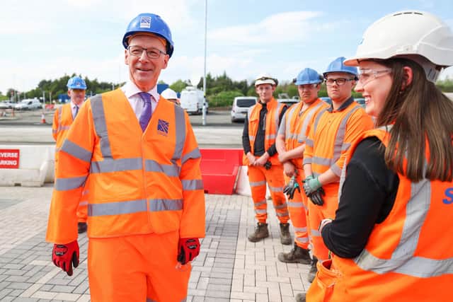 First Minister John Swinney meeting with apprentices. (Photo by Jeff J Mitchell/Getty Images)