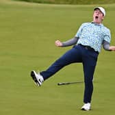 Bob MacIntyre celebrates holing the winning putt on the final green in the Genesis Scottish Open at The Renaissance Club in July. Picture: Octavio Passos/Getty Images.