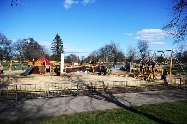 A woman was assaulted by a man in Zetland Park, Grangemouth on Friday afternoon. Picture: Michael Gillen.