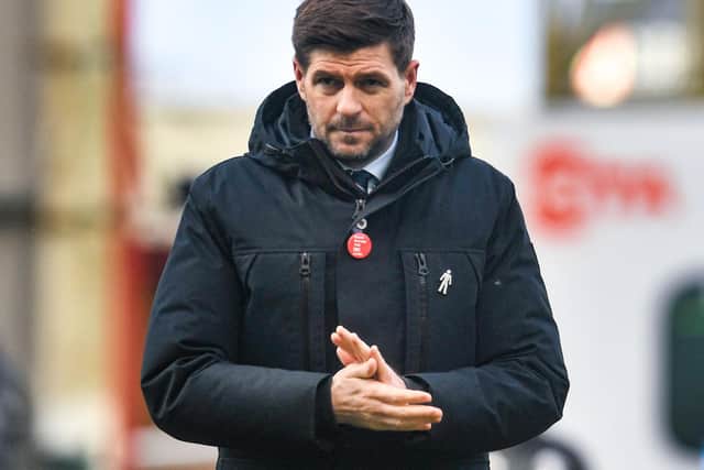 MOTHERWELL, SCOTLAND - JANUARY 17: Rangers Manager Steven Gerrard at Full Time during a Scottish Premiership match between Motherwell and Rangers at Fir Park on January 17, 2021, in Motherwell, Scotland (Photo by Craig Foy / SNS Group)