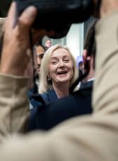 Former prime minister Liz Truss leaves the Great British Growth Rally, a fringe event where she spoke alongside Dame Priti Patel, Sir Jacob Rees-Mogg and Ranil Jayawardena. Wire