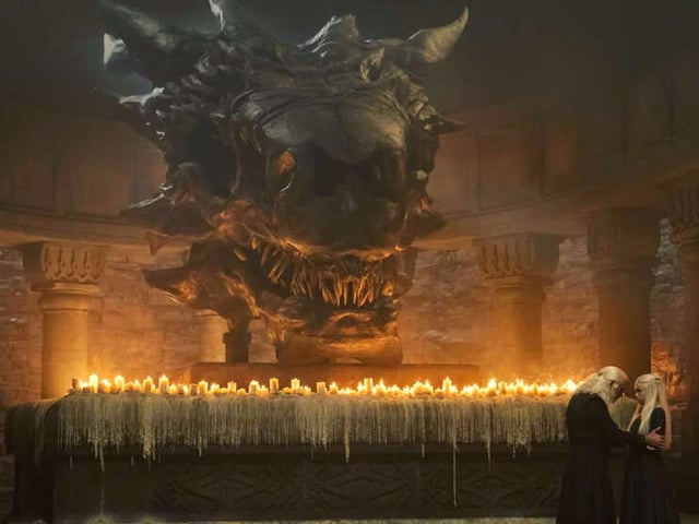 Balerion the Black Dread is the largest dragon in Westeros' history, having been born in Old Valyria. His shadow is said to blot out a whole town and he could apparently swallow a mammoth whole. The mount of King Viserys, he died of old age at around 200, and was significantly bigger than Drogon in Game of Thrones - with a wingspan of around the size of a football pitch.