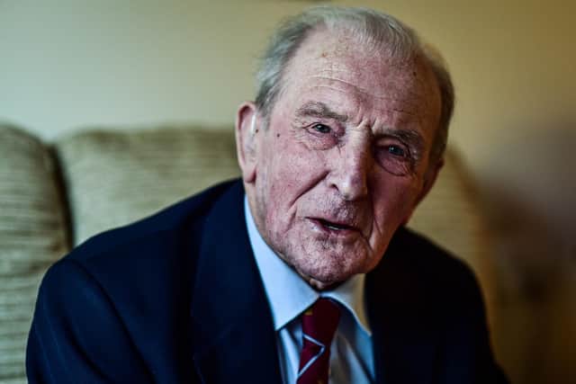 George "Johnny" Johnson, then aged 95, at his home in Bristol. Picture: Ben Birchall/PA Wire