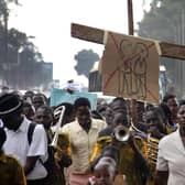 Anti-Homosexual activists march on the streets of Kampala. Picture: ISAAC KASAMANI/AFP via Getty