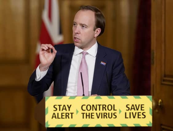 Health Secretary Matt Hancock during the daily media briefing in Downing Street on coronavirus
