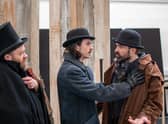 Daibhidh Walker, Sam Jams Smith and Dòl Eoin MacKinnon in rehearsals for Stornoway, Quebec PIC: Rhona Dougall