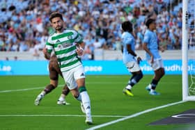 Nicolas Kühn celebrates after scoring for Celtic in the 4-3 win over Manchester City in North Carolina. (Photo by Grant Halverson/Getty Images)