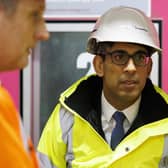 Rishi Sunak pictured on a tour of a combined-heat-and-power plant in London yesterday (Picture: Jamie Lorriman/WPA pool/Getty Images)