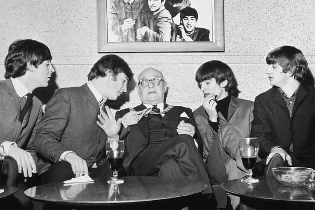 The Beatles With Lord Provost In Edinburgh. (l-r) Paul Mccartney John Lennon Ringo Starr George Harrison. 1964.