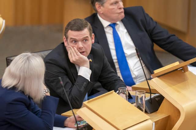 Scottish Conservative leader Douglas Ross during First Minister's Questions at the Scottish Parliament in Holyrood, Edinburgh. Picture date: Wednesday May 4, 2022.