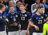 Scotland's Lyndon Dykes celebrates after scoring to make it 3-0 over Ukraine at Hampden.  (Photo by Craig Foy / SNS Group)