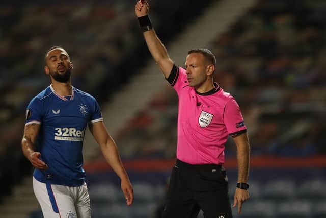 Kemar Roofe's dismissal for a high challenge on Slavia Prague goalkeeper Ondrej Kolar (not pictured) at Ibrox in March means he will be suspended for the start of Rangers' Champions League campaign next season. (Photo by Ian MacNicol/Getty Images)
