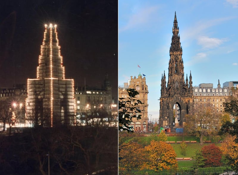 One of Edinburgh’s most prominent landmarks looked very different for a while during the ‘90s. The Scott Monument, Edinburgh’s own ‘Gothic rocket’, was lit up like a rocket ship indeed as it was under scaffolding during the early 1990s.