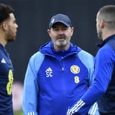Head coach Steve Clarke during a Scotland training session at Lesser Hampden ahead of the match against Cyprus. (Photo by Ross MacDonald / SNS Group)