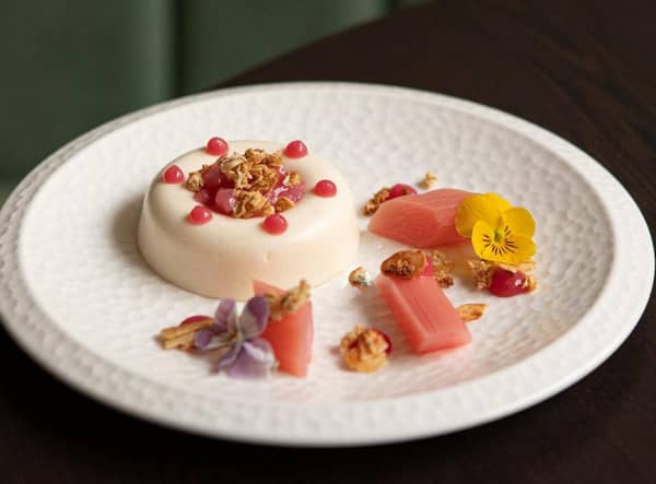 White chocolate, vanilla, rhubarb, almond at Cail Bruich