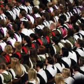 Graduates from Edinburgh University celebrate after a graduation ceremony at the McEwan Hall in the centre of Edinburgh. 