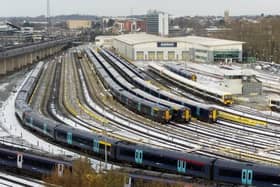 Southeastern trains parked in sidings near Ashford station in Kent, during a strike by members of the Rail, Maritime and Transport union (RMT), in a long-running dispute over jobs and pensions. Picture date: Tuesday December 13, 2022.