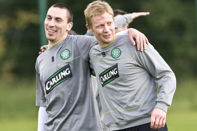 Current Aberdeen interim manager Barry Robson (right) and Scott Brown remain friends from their Celtic days.