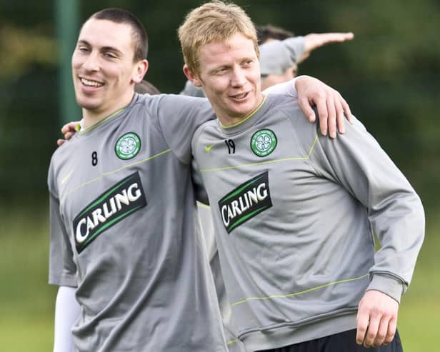 Current Aberdeen interim manager Barry Robson (right) and Scott Brown remain friends from their Celtic days.