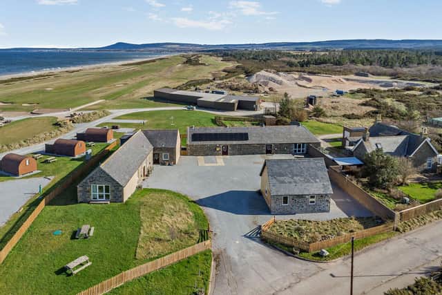 A view of Spey Bay Lodges on the Moray Firth.