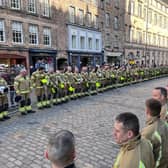 The funeral procession travelled up the Royal Mile to the Cathedral.