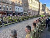 The funeral procession travelled up the Royal Mile to the Cathedral.