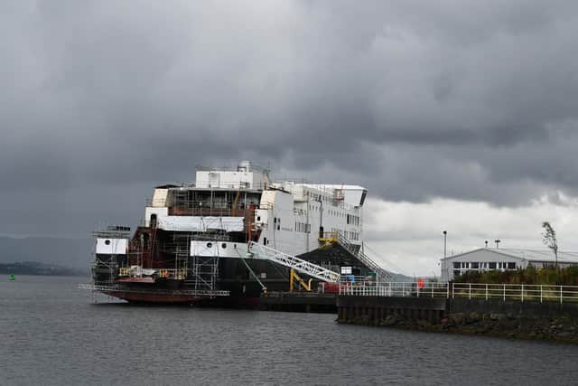 The Ferguson Marine Engineering Ltd yard with ferry Glen Sannox