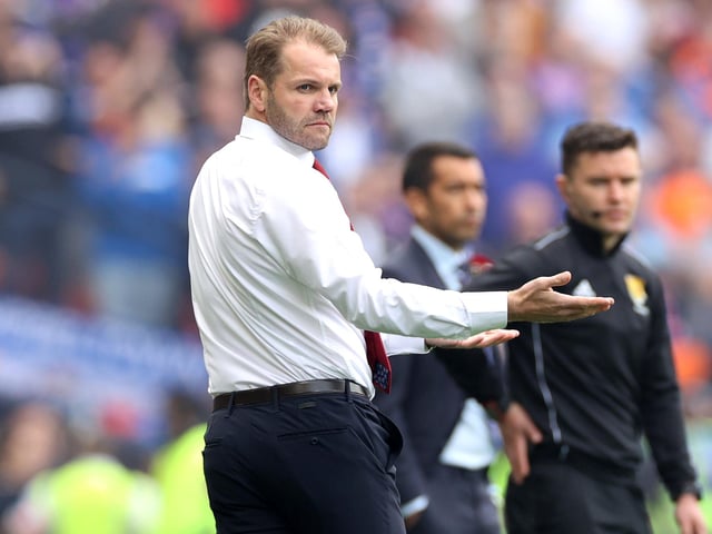 Hearts manager Robbie Neilson gestures on the touchline during the Scottish Cup final at Hampden Park