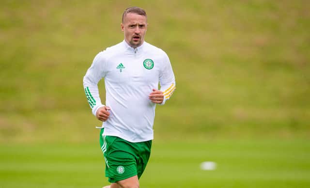 Celtic striker Leigh Griffiths training at Lennoxtown. Picture: SNS