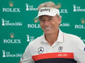 Bernhard Langer speaks to media prior to The Senior Open Presented by Rolex at The King's Course at Gleneagles. Picture: Phil Inglis/Getty Images.
