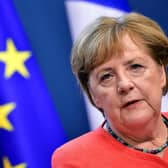 Then German Chancellor Angela Merkel pictured in 2020