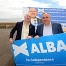 Neale Hanvey, Alba candidate for Cowdenbeath and Kirkcaldy, and party leader Alex Salmond. Image: Fife Photo Agency.