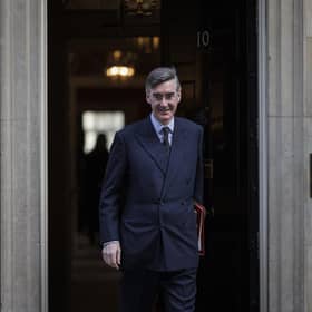 Jacob Rees-Mogg leaves 10 Downing Street after winning a promotion under the Cabinet reshuffle. Picture: Rob Pinney/Getty Images