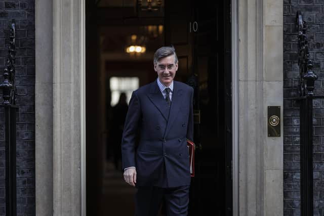 Jacob Rees-Mogg leaves 10 Downing Street after winning a promotion under the Cabinet reshuffle. Picture: Rob Pinney/Getty Images