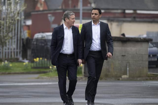 Labour leader Sir Keir Starmer and Scottish Labour leader Anas Sarwar (left) arrive for a meeting at Young People's Futures, a charity investing in the future of Scotland's young people, as part of a campaign visit in Glasgow (Photo: John Linton/PA Wire).