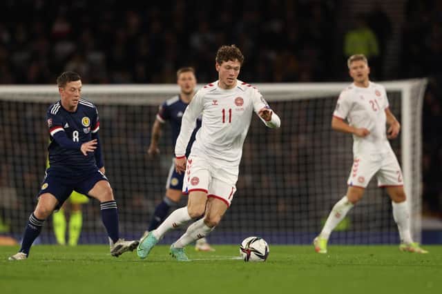 Andreas Skov Olsen has been linked with a move to Rangers. (Photo by Matthew Ashton - AMA/Getty Images)
