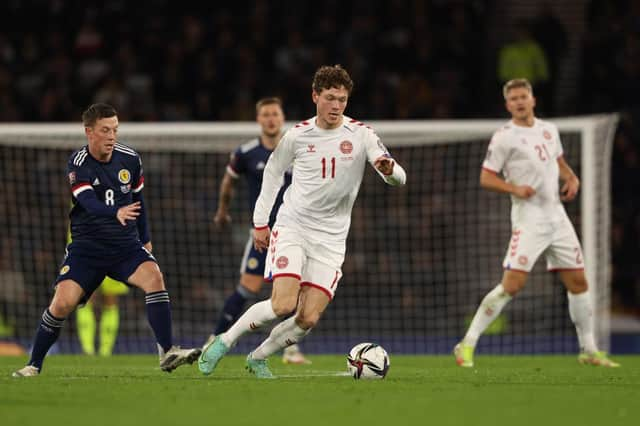 Andreas Skov Olsen has been linked with a move to Rangers. (Photo by Matthew Ashton - AMA/Getty Images)