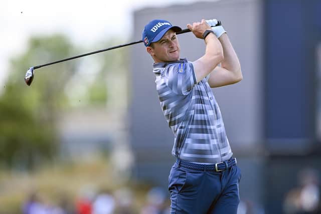 David Law tees off at the 17th hole in the second round of the 150th Open at St Andrews. Picture: Ian Rutherford.
