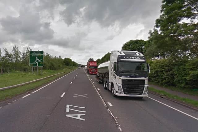 The A77 will be closed both ways until 3.30pm.