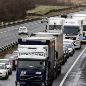 Lorries in Scotland are legally required to travel 10mph slower on most main roads than those in England (Picture: Jeff J Mitchell/Getty Images)