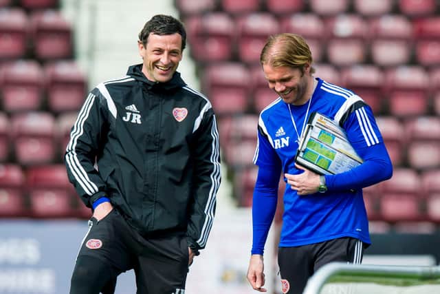 Jack Ross and Robbie Neilson together at Hearts in 2015.