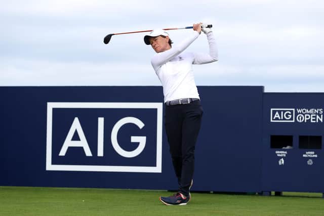 Catriona Matthew, the 2009 winner, opened with a level-par in tough conditions at Troon for the first round of the AIG Women's Open. Picture: R&A via Getty Images