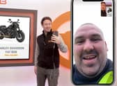 Watch the moment a Scottish petrol head wins a Harley-Davidson with a 70p ticket