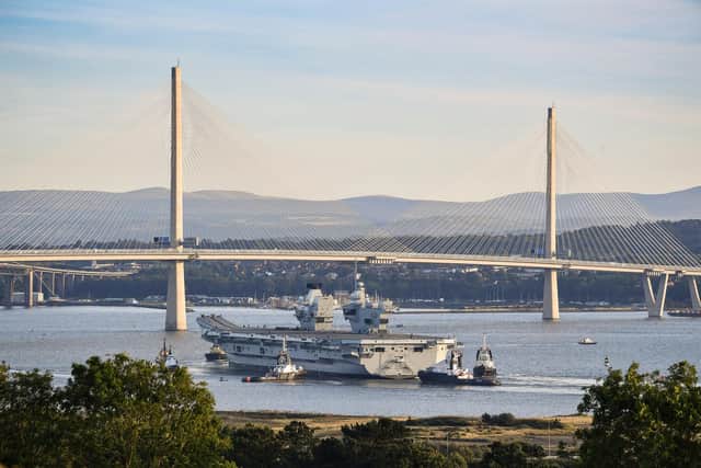Royal Navy aircraft carrier HMS Prince of Wales departs from Babcock's Rosyth dockyard in 2019 (Picture: Jeff J Mitchell/Getty Images)