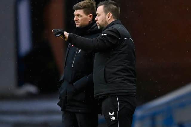 First team coach Michael Beale (right) has been by Rangers manager Steven Gerrard's side throughout the Ibrox club's European campaigns since 2018. (Photo by Rob Casey / SNS Group)