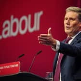 Labour party leader Sir Keir Starmer delivers his keynote speech at the Labour Party conference in Brighton. Photo: Andrew Matthews/PA Wire