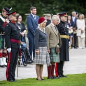 His Majesty The King, accompanied by Her Majesty The Queen, presented the New Ballater Colour to the Royal Guard. (Photo: Mark Owens)