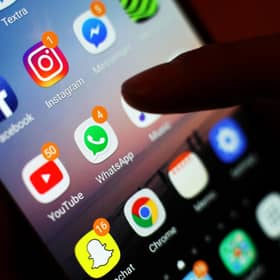 Social media apps, including Facebook, Instagram, YouTube and WhatsApp, displayed on a mobile phone screen. Picture: Yui Mok/PA Wire