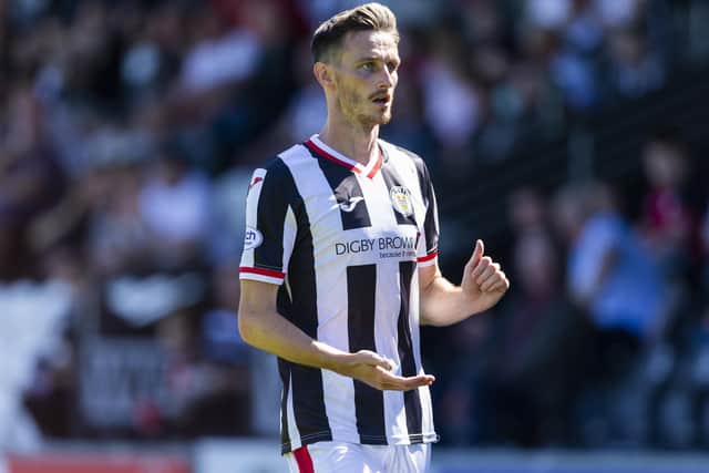 PAISLEY, SCOTLAND - JULY 09: St Mirrens' Scott Tanser during a Premier Sports Cup match between St Mirren and Arbroath at SMiSA Stadium, on July 09, 2022, in Paisley, Scotland. (Photo by Ewan Bootman / SNS Group)