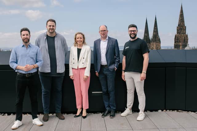 Bruce Walker and Alex Rowe (Round One), Diana Mennie and Owen McLennan (Dentons) and Alastair Moore (PXN). Picture: Andrea Thomson Photography